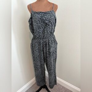 Old Navy Charcoal Animal Print Jumpsuit